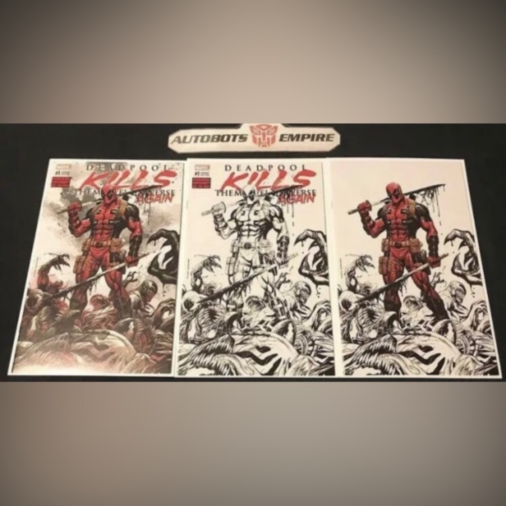 Deadpool Kills The Marvel Universe Again 1 B&W SDCC Virgin Kirkham Set Comic NM